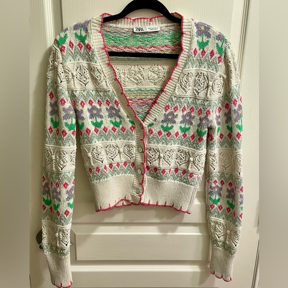 Floral Jacquard Knit Cardigan - Picture 3 of 3